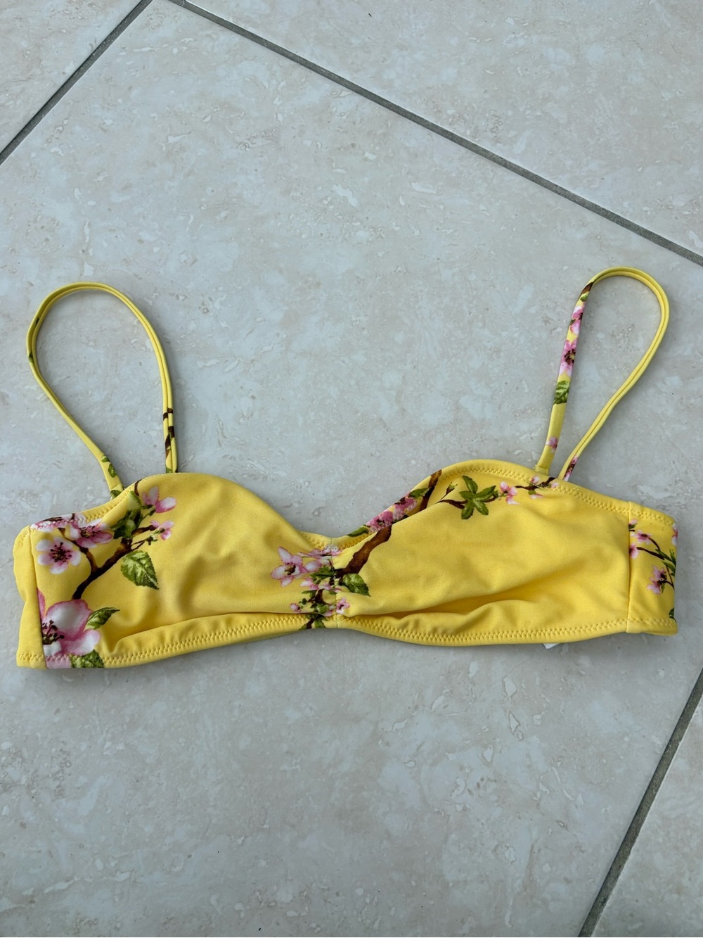 Forever 21 Yellow Floral Bikini Top size S